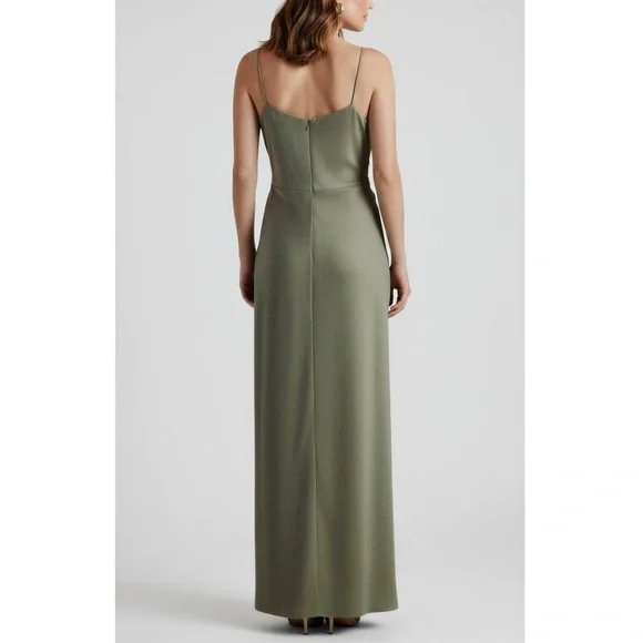 BHLDN Jennings Satin Charmeuse Gown, Moss, 0 (US) - Picture 3 of 9